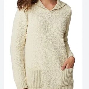 J JILL WOMENS CREAM TEXTURED PULLOVER SWEATER LARGE POCKETS